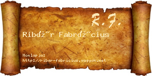 Ribár Fabrícius névjegykártya